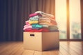 Donation box clothes. Generate Ai Royalty Free Stock Photo