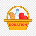 Donation box with food icon, cartoon style Royalty Free Stock Photo