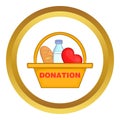 Donation box with food vector icon Royalty Free Stock Photo