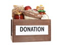 Donation box full of different products Royalty Free Stock Photo