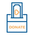 Donation Box With A Generous Offer. Cash Bill With An Heart, Kind Money. Vector Thin Line Icon Illustration.