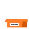 Donation box icon for web and mobile, modern minimalistic flat design. Vector icon with dark grey outline and offset colour