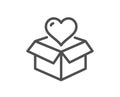 Donation box line icon. Fundraising sign. Vector