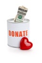 Donation Box and Red Heart Royalty Free Stock Photo