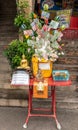 Donation box at stairway to Wat Koh Loy shrines on Ko Loi Island, Si Racha, Thailand