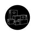 Donation boxes black line icon. Pictogram for web page