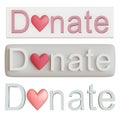 Donation button with a heart, donation concept. For use on websites