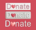 Donation button with a heart, donation concept