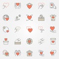 Donation and charity colored icons set. Vector donate symbols Royalty Free Stock Photo