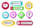 Donation and charity, donate buttons isolated icons for web page