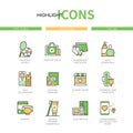 Donation and charity - line design style icons set