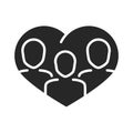 Donation charity volunteer help social people in heart community silhouette style icon