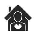 Donation charity volunteer help social person house love silhouette style icon