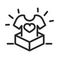 Donation charity volunteer help social shirt heart in box line style icon