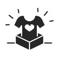 Donation charity volunteer help social shirt heart in box silhouette style icon