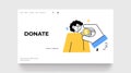 Donation concept landing page. Mand and hand with coin Royalty Free Stock Photo