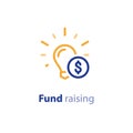 Donate money, crowdfunding line icon, investment and consolidation concept