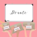 Donation fundraiser hands holding box charity giving support others