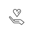 Donation hand with heart icon vector