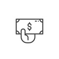 Donation hand with money icon vector