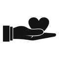 Donation heart hand icon, simple style