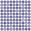 100 donation icons hexagon purple Royalty Free Stock Photo