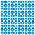 100 donation icons set blue