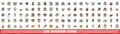 100 donation icons set, color line style Royalty Free Stock Photo