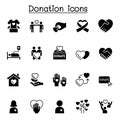 Donation icons set vector illustration graphic design solid style Royalty Free Stock Photo