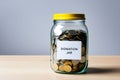 Donation Jar with Copy Space. Fundraiser, Charity and Relief Work. Royalty Free Stock Photo