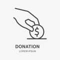 Donation line icon. Vector illustration.