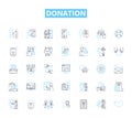 Donation linear icons set. Charity, Generosity, Contribution, Philanthropy, Altruism, Support, Aid line vector and