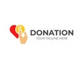 Donation logo design. Hand gives a money donation vector design