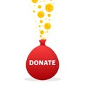 Donation money bag, great design for any purposes. Doodle collection with donation for concept design. Flat vector Royalty Free Stock Photo