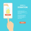 Donation Money by Online Concept. Vector