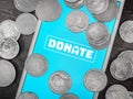 Donation money online by technology Royalty Free Stock Photo