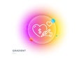 Donation organization line icon. Volunteer care sign. Gradient blur button. Vector