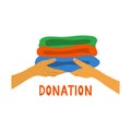 Donation sign with hands vector illustration.