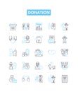 Donation vector line icons set. Gift, Offering, Grant, Contribution, Endowment, Aid, Subsidy illustration outline