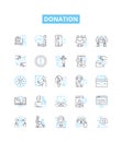 Donation vector line icons set. Gift, Offering, Grant, Contribution, Endowment, Aid, Subsidy illustration outline