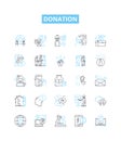 Donation vector line icons set. Gift, Offering, Grant, Contribution, Endowment, Aid, Subsidy illustration outline