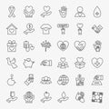 Donation Volunteer Line Icons Set