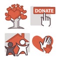 Donation and volunteer work icons