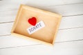 Donations and Charity. Donation Concept. Box of Donations and Heart on the White Background. Royalty Free Stock Photo