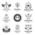 Donations and charity logo vintage vector set. Part two.