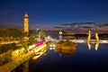 Donauinsel of Vienna Dandube coastline evening view