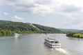 Donaustauf, Bavaria, Germany - July 27, 2018 : Renate ship with tourists sails on Danube River to Walhalla memorial, tour tourism Royalty Free Stock Photo