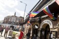 Doncaster Pride 19 Aug 2017 LGBT Festival, rainbow flag bunting