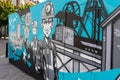 Doncaster street art mural, Miners outside colliery