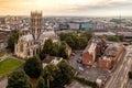 Aerial view of Doncaster Minster church and Frenchgate shopping centre Royalty Free Stock Photo